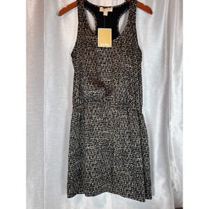 NWT MICHAEL Michael Kors Dress Womens M Khaki Black Sleeveless Racerback Casual
